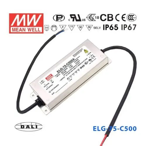 ELG-75-C500DA MEAN WELL Power Supply | HTD Electronics
